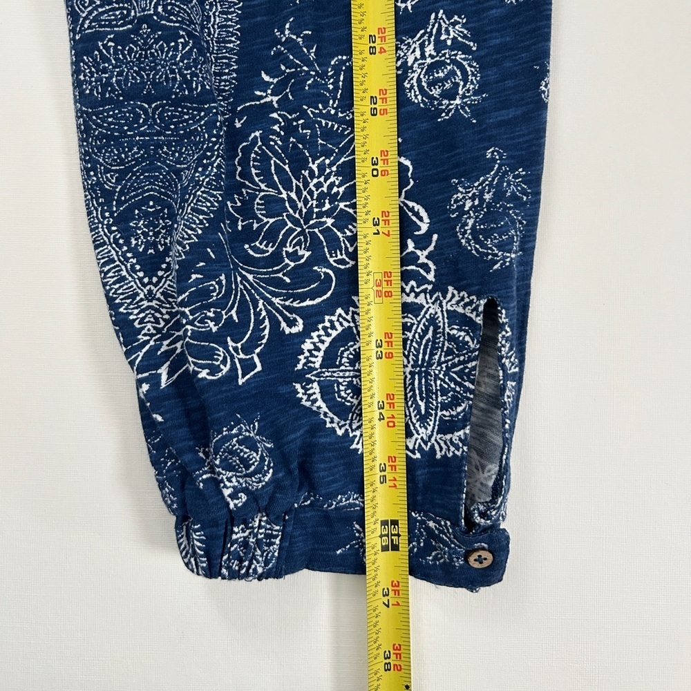 Free People Intimately Good Juju Drop Crotch Joggers Blue Boho Print Size Small - Picture 8 of 10